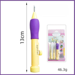 1 Set Punch Needle Set for Beginners - 3 Needle Sizes Threader, Embroidery Pen with Instructions - DIY Craft & Embroidery Tool,Sewing, Knitting, Embroidery Needle Punch (1 Set --- Purple punch needle set for embroidery)