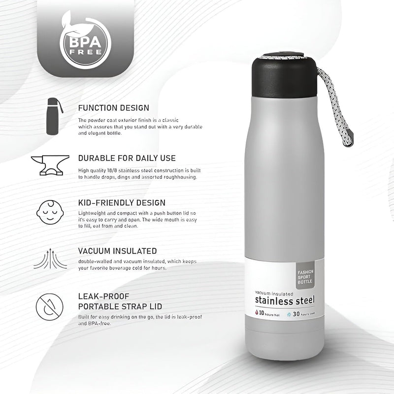 Premium 500ml Stainless Steel Vacuum Insulated Flask | Hot & Cold Double Wall Bottle | Leak-Proof Sport Water Bottle