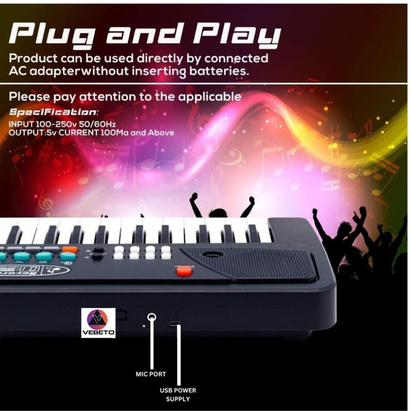 Kids Piano Keyboard with Mic (1 Year Warranty) 37 Keys 8 Rhythms 8 Tones 6 Demos Portable Electronic Keyboard Toy Beginners Educational Songs Recording Musical Toys 2 3 4 5 Years Boys Girls