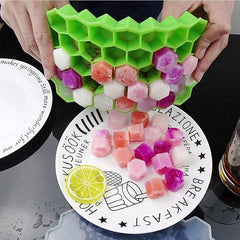 Ice Cube Trays for Freezer ice Trays Silicone Flexible Silicone Shape Honeycomb 37 Cavity Ice Cube Tray for Freezer, Reusable-Multicolor (2-Ice Tray)