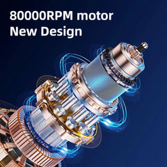 High Speed Mini Fan 80000RPM Turbo Cooling 4500mAh Rechargeable Jet Air-Flow Personal Fan with 3 Nozzles for Travel, Hair Drying, Inflating Balloons