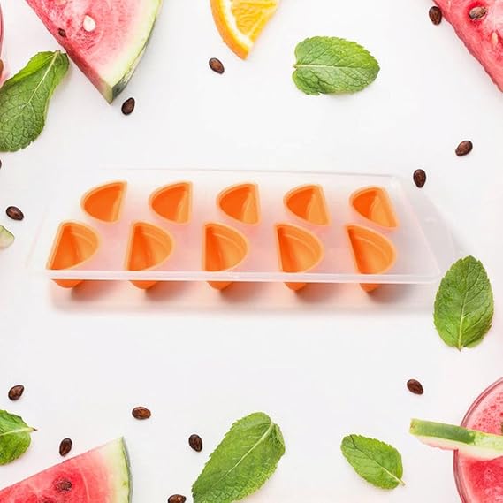 Reusable Ice Cubes, Fruit Shapes Silicone Ice Cube Tray for Children That Can Be Placed in The Fridge and Used Frequently in Place of Ice Cubes (Orange Shape)