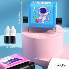 Double Head Roller Stamp Math Digital 2 in 1 Practice Roller Stamp with Ink for Preschool Home School Supplies for Children