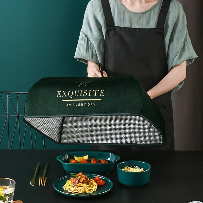 Stainless Steel Collapsible Velvet Food Cover, Food Fly Net Cover Protector for Outdoors Kitchen Garden Parties BBQ Keep from Flies Bugs,Multicolor
