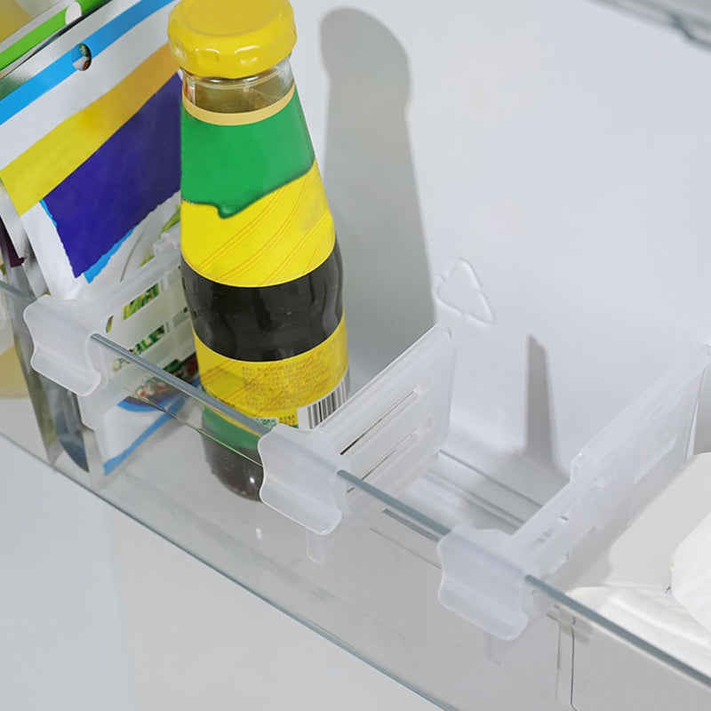 5 Pack Fridge Storage Divider Adjustable Organiser Rack for Sachets Seasoning Sauce Packets Space Saving Refrigerator Internal Drawer Adjustable Divider 5 Pack Shelf Divider Clip