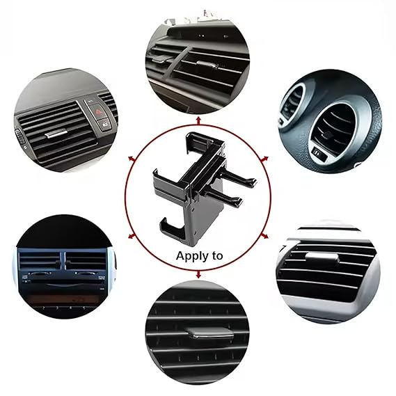 Smartphone Car Phone Holder – Air Vent Mount, Adjustable Stand for GPS & Mobile (1 Pc)