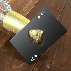 Bottle Opener Poker Card, Wallet Card Bottle Opener, Beer Bottle Flat Opener Stainless Steel (Black) (Combo Silver/Black)