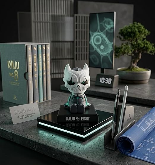 Super Hero_Zenitsu_Demon Slayer Action Figure Limited Edition Bobblehead with Mobile Holder for Car Dashboard, Office Desk & Study Table (Pack of 1) (Black-Kaiju 8)