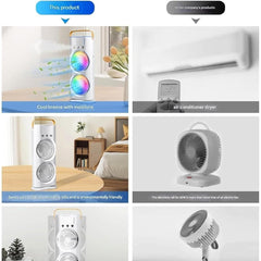 Double Ended Spray (Newly 2025) Desk cooler with Mist Spray (WITH REMOTE) Travel Cooler Fan, Water Misting Fan, USB Rechargeable Mini Desktop Cooler for Office home,Best for summer gifts