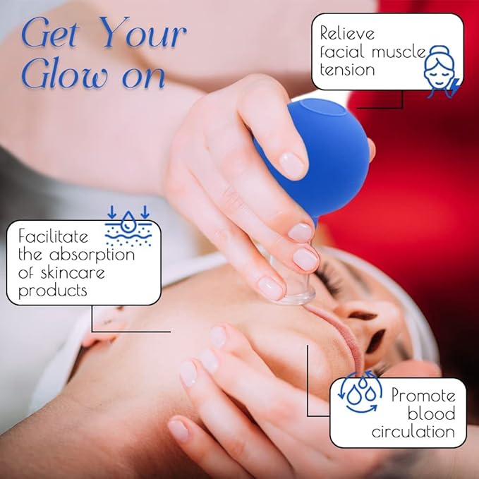 4 PCS Glass Facial Cupping Set | Silicone Vacuum Suction | Cupping Professional Massager Therapy | A Kit For Anti Cellulite, Anti Wrinkle and Instantly Ageless Skin