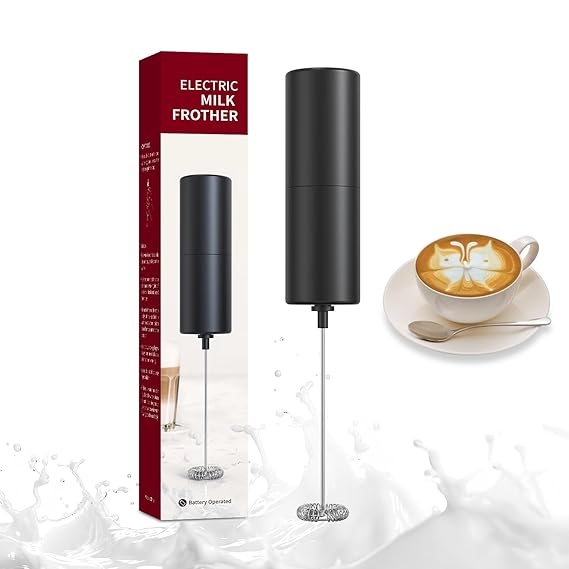 Milk Frother Handheld Battery Operated, Coffee Frother for Milk Foaming, Latte/Cappuccino Frother Mini Frappe Mixer for Drink, Foam Maker, Hot Chocolate, Egg