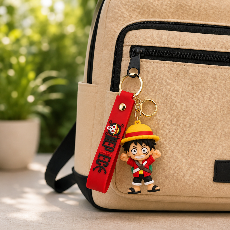One Piece Silicone Keychain (Red)