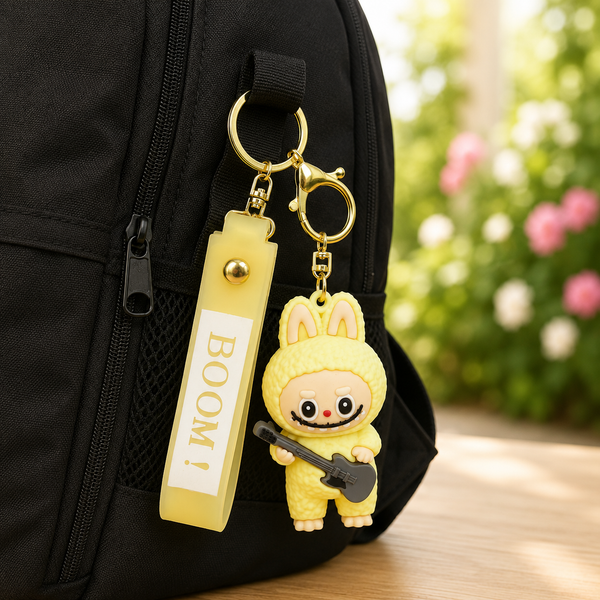 Labubu Guitar Silicone Keychain