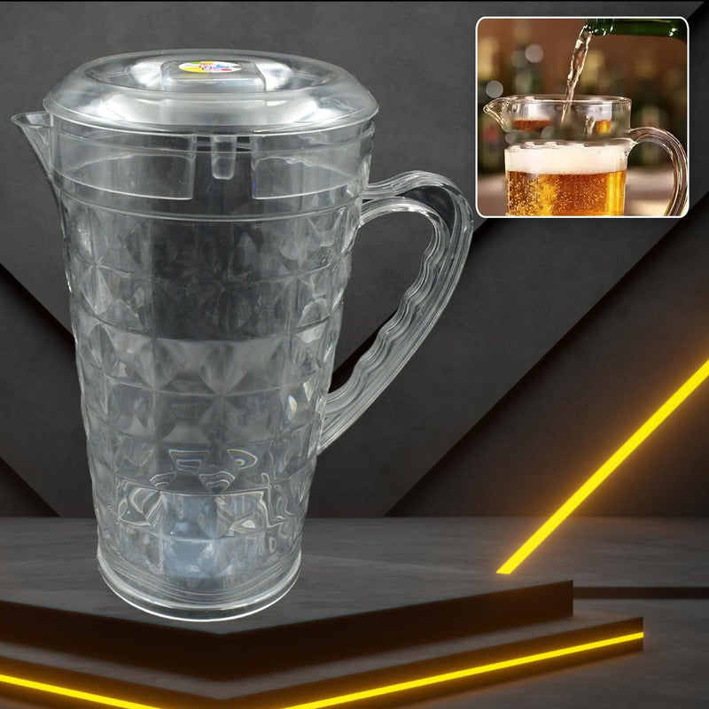 Mocktail Pet Jug Plastic Jug with lid, Drinking Beverage Jag, Transparent Tableware Reusable BPA Free, Plastic Water jug for Home use, Ideal for Home, Restaurants