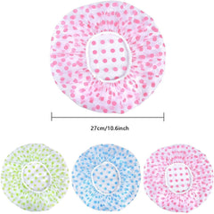 12pc Shower Cap for Women, Reusable Waterproof Elastic Eva Free-Size Bathroom Shower Caps - For Homes, Spas, Salons, Hair Treatment, Beauty Parlors (Multi-design & Multicolored &)