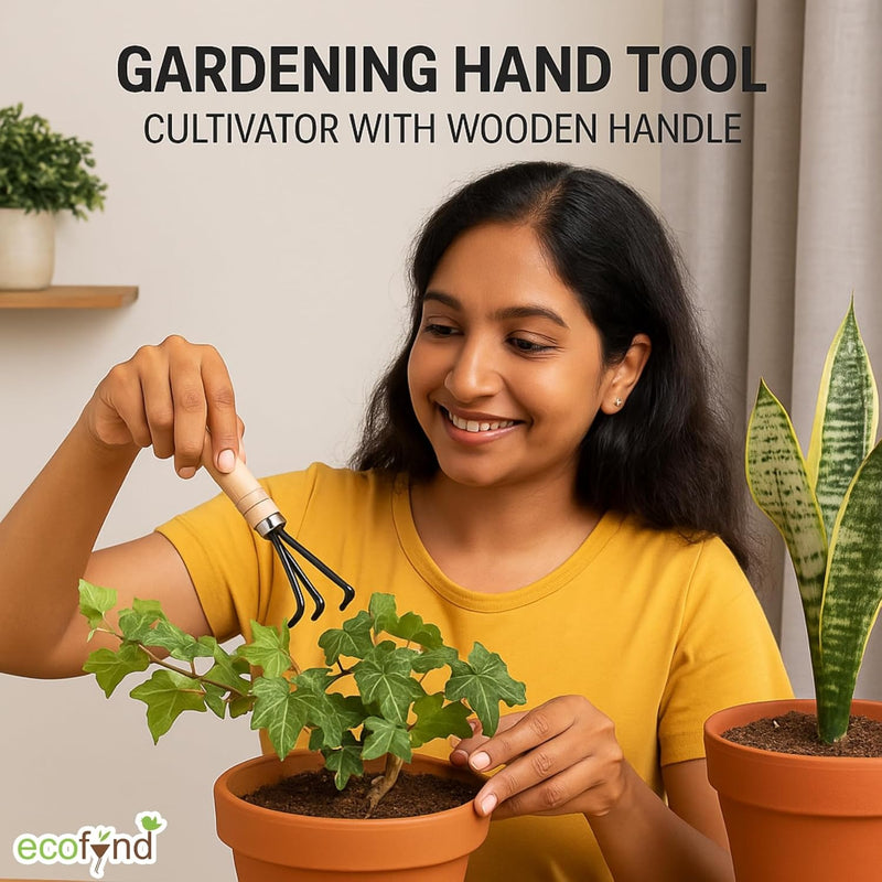 3 Pcs Gardening Hand Tools Set (Cultivator, Big Trowel, Transplanter with Wooden Handle), Home Garden Durable Plant Tool, Planting, Weeding, Pruning, Soil Maintenance, Farming Essential Kit