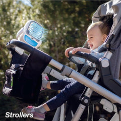 Baby Stroller Fan, Universal Clamp Fan Portable Cordless Rechargeable with Light Personal Handheld, Gym portable, 3 speed 360°Rotate Flexible Tripod Mini Desk Cooling Fan for Car Camping Travel