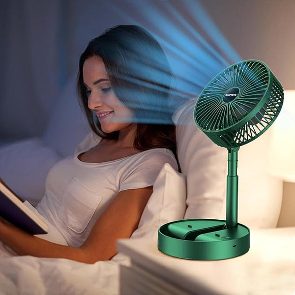 Powerful Rechargeable Table Fan with Height and 3 speed Adjustable Folding Telescopic Table Fan, Table Fans, Table Fan for Office Desk, Table Fan for Home,kitchen