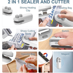 Portable Mini Sealing Machine, Handheld Packet Sealer for Food, Snacks, Chips, Fresh Storage, Plastic Bags Sealing Machine