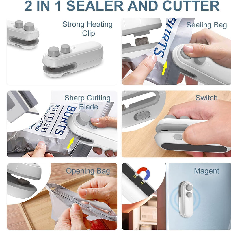 Portable Mini Sealing Machine, Handheld Packet Sealer for Food, Snacks, Chips, Fresh Storage, Plastic Bags Sealing Machine