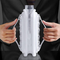 2-in-1 Foldable Ice Ball Maker Bottle – Creative Silicone Ice Mold Kettle Makes 12 Slow-Melt Ice Balls with Leak-Proof Lid & Easy-Release Strap for Whiskey, Cocktails, Coffee & Outdoor Travel