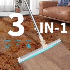 Heavy Duty Magic Broom Silicone Wiper With 180 Degree Rotating Head,Stainless Steel Extendable Handle Multipurpose Bathroom Silicon Wiper