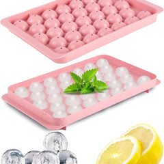 Plastic Reusable Flexible Round Ice Cube Trays, 33 Cavity Mini Round Ice Plastic Tray Molds for Whiskey & Cocktails, Keep Drinks Chilled Multicolor