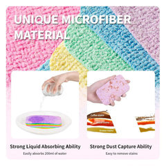 Rainbow Dish Cleaning Sponge Rainbow Rag, Reusable Double Sided Dish Sponge Microfiber Cloth Scrub Sinks,Pots, Pans for Car, Glass, Furniture Kitchen Scrubber for Dish,Tiles