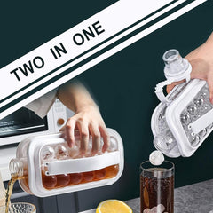 2-in-1 Foldable Ice Ball Maker Bottle – Creative Silicone Ice Mold Kettle Makes 12 Slow-Melt Ice Balls with Leak-Proof Lid & Easy-Release Strap for Whiskey, Cocktails, Coffee & Outdoor Travel