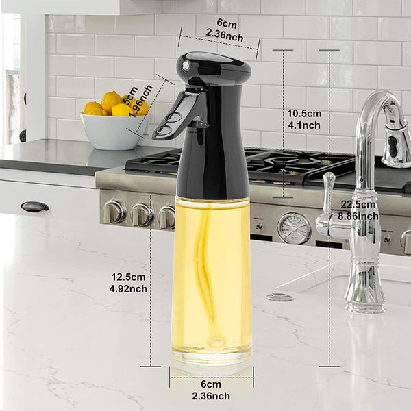 Olive Oil Sprayer for Cooking - 200ml Glass Oil Dispenser Bottle Spray Mister - Refillable Food Grade Oil Vinegar Spritzer Sprayer Bottles for Kitchen, Air Fryer, Salad, Baking, Grilling, Frying