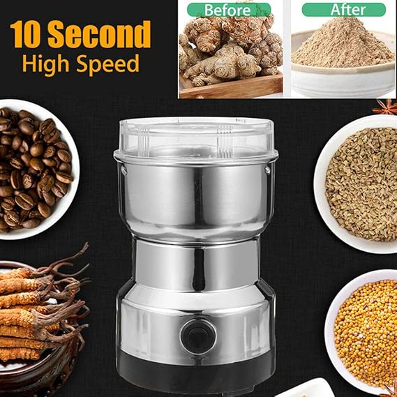 Nima Grinder Spice Mills & Grinders - Steel | Multifunction Smash Machine Electric Cereals Grain Mill Spice Herbs Pulverizer Grinding Machine Tool Stainless Steel Electric Coffee Bean for Home