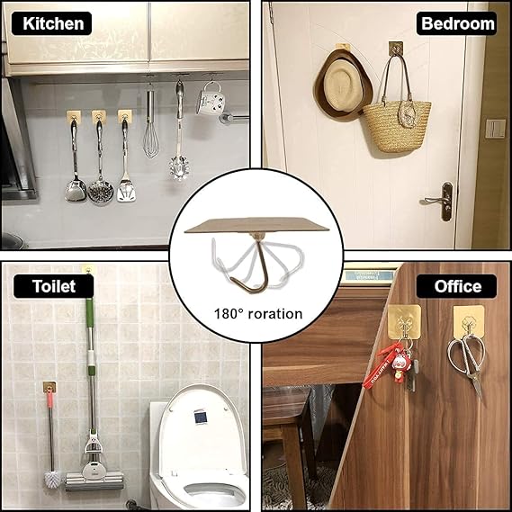 5 PCS Wall Hooks for Hanging Strong,Adhesive Hooks for Wall Heavy Duty,self Adhesive Hook, Wall hangings, Kitchen Accessories Items, Clothes Hanging, Sticky Photo
