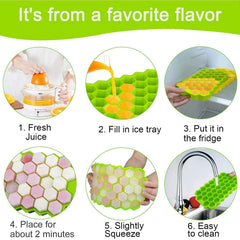 Ice Cube Trays for Freezer ice Trays Silicone Flexible Silicone Shape Honeycomb 37 Cavity Ice Cube Tray for Freezer, Reusable-Multicolor (2-Ice Tray)