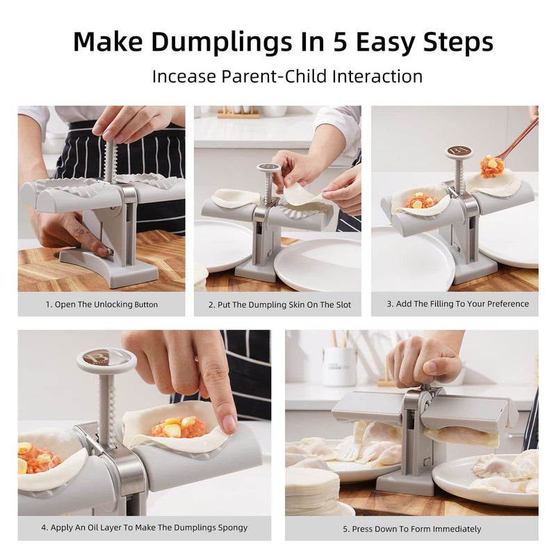 Double Head Automatic Dumpling Maker Mould Dumpling Maker Press Dumpling Wrapper Tool Dumpling Skin Maker Molds, Easy-Tool for Dumpling