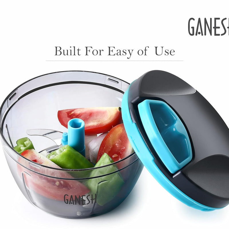 GANESH Wonder Kitchen Dori Handy Vegetable and Fruit Manual Onion Dry Fruit Salad Maker Vegetable Quick String Chopper Machine, Cutter – 3 Stainless Steel Blades (470 ml)