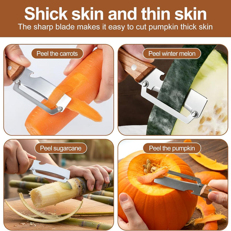 Multi-Functional Kitchen Vegetable Peeler: Ergonomic Handle, with Bottle Opener, Stainless Steel pota to peelers,Papaya Shredder,Kiwi Peeler,Suitable for Fruits, Sugar Cane, Pumpkin(2Pcs)