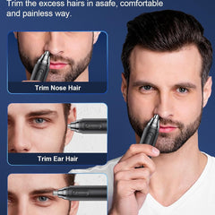 Nose Hair Trimmer, Portable Painless Ear and Nose Hair Trimmer for Men Women, USB-C Rechargeable, IPX7 Waterproof,No Pull, Precision Cut (Black)