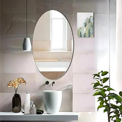 WallMagic Oval Shape Adhesive Mirror Wall Sticker – Full-Length, Dual-Sided Acrylic Mirror for Bedroom, Living Room, Bathroom, and Tiles
