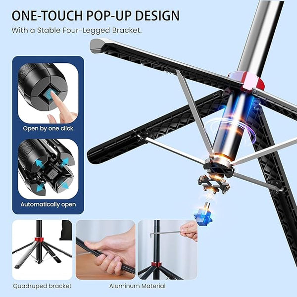 Auto Face Tracking AI Gimbal Selfie Stick Tripod Stand,Detachable Bluetooth Remote Compatible for iPhone/Android, Best for Vlogging/Photo Shoot (Q185 AUTO FACE Tracking Selfie Stick)