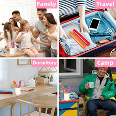 4pc Toothbrush Case Plastic Anti-Bacterial Travel Protectors for Oral Care - Portable Brush Holder for Bathroom Wall, Trip & Travel - Multicolor Toothbrush Case Box & Cover Container Set