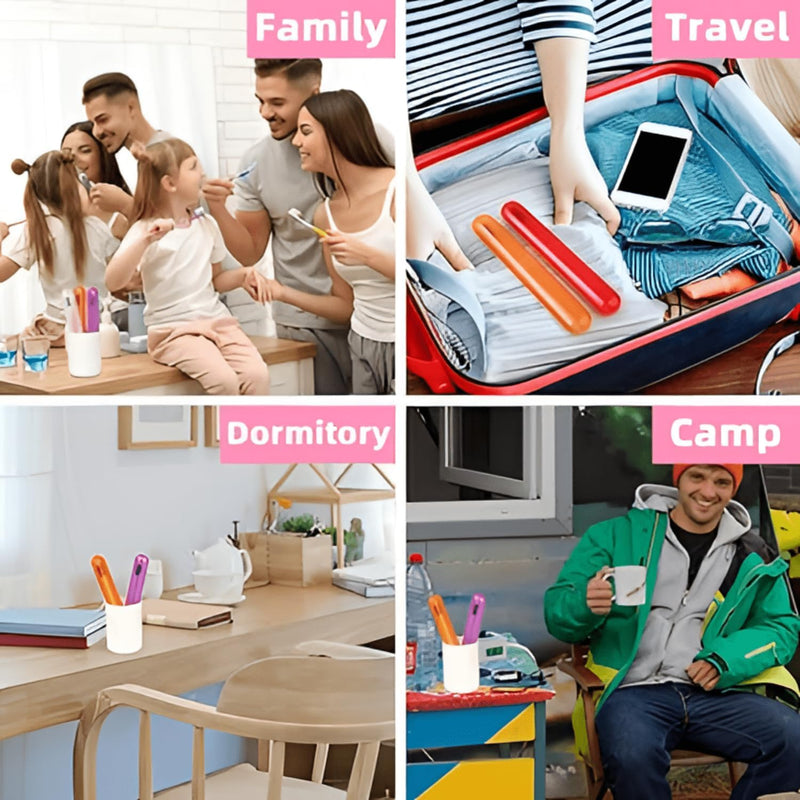 4pc Toothbrush Case Plastic Anti-Bacterial Travel Protectors for Oral Care - Portable Brush Holder for Bathroom Wall, Trip & Travel - Multicolor Toothbrush Case Box & Cover Container Set