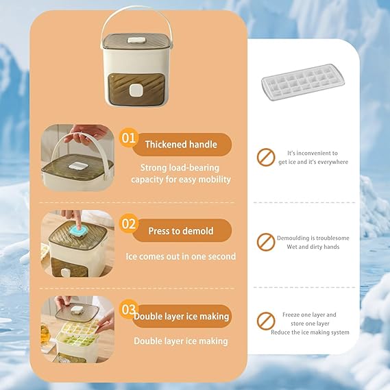 Portable Ice Maker for Freezer with Ice Bin Fast, Compact Countertop Design & Storage Drawer | One-Touch Operation for Home, Office,Household & Outdoor Use (Green)