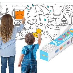 Childrens Drawing Roll Paper for Kids,Coloring Paper Roll Painting Color Filling Paper,Sticky Drawing Art Paper Crafts Coloring Books Easter Gift for Kids(Daily Necessities)
