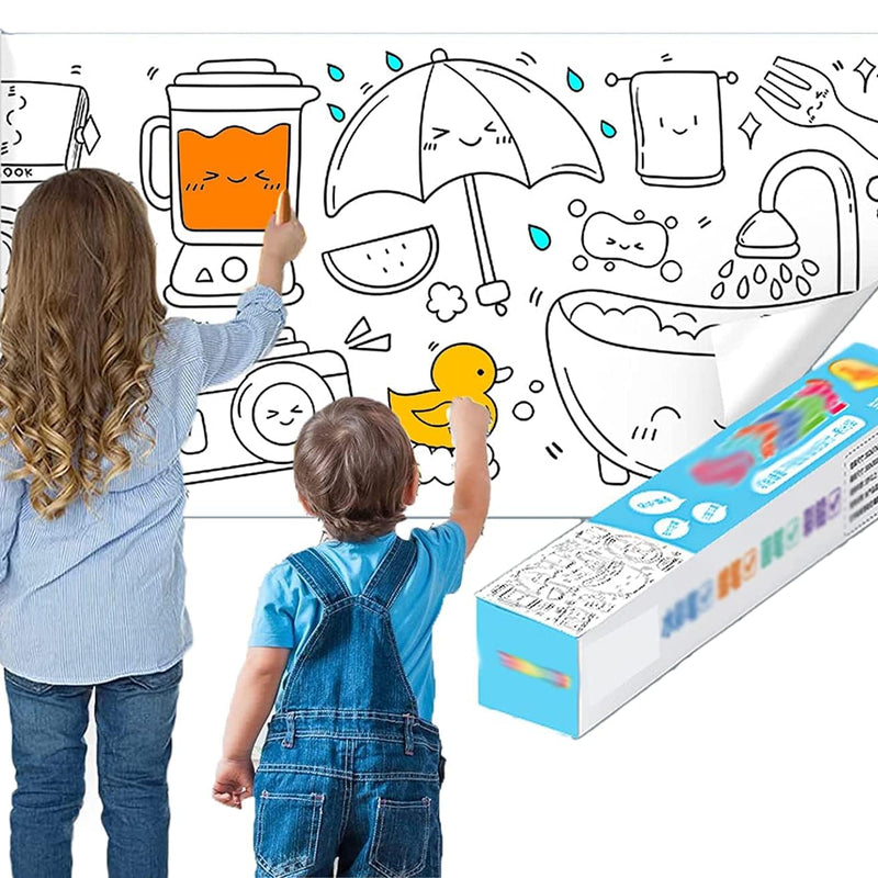 Childrens Drawing Roll Paper for Kids,Coloring Paper Roll Painting Color Filling Paper,Sticky Drawing Art Paper Crafts Coloring Books Easter Gift for Kids(Daily Necessities)