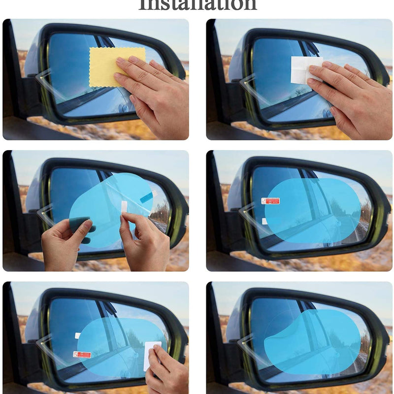 Anti Fog Film for Car Rear View Rainproof, Waterproof Mirror HD Nano Coating, Anti-Water Protective Film Sticker, Anti Scratch, Anti Glare Side Car Mirror Accessories for All Vehicles (2Pc)