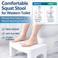 Plastic White Non-Slip Folding Toilet Squat Stool – Portable Foot Rest for Enhanced Bowel Movement, Safe & Comfortable for Adults and Kids