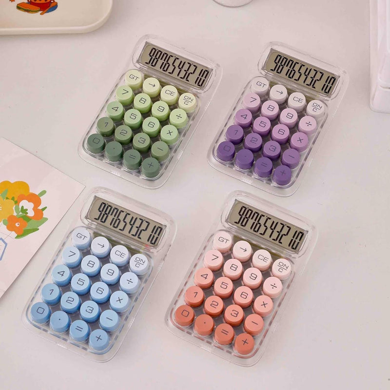 Transparent Desk Calculator with Pastel Mechanical Buttons with 10 Digit Display