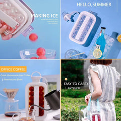 2-in-1 Foldable Ice Ball Maker Bottle – Creative Silicone Ice Mold Kettle Makes 12 Slow-Melt Ice Balls with Leak-Proof Lid & Easy-Release Strap for Whiskey, Cocktails, Coffee & Outdoor Travel