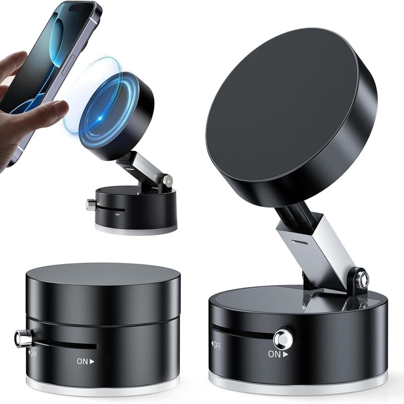 360 Vacuum Magnetic Phone Holder Hands Free, Foldable Suction Mount, Strong Grip for Mirror, Shower, Gym, Car, Kitchen and Universal Magnetic Phone Stand