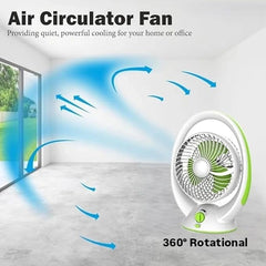 Rechargeable AC/DC Table Fan with LED Light, 180° Folding, 6